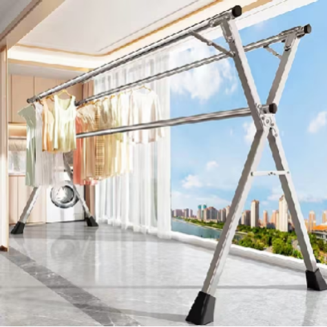 SUS-304 Jemuran Baju Lipat Stainless Steel Jemuran Pakaian Basah Tahan Karat Jemuran Pakaian Outdoor / Indoor