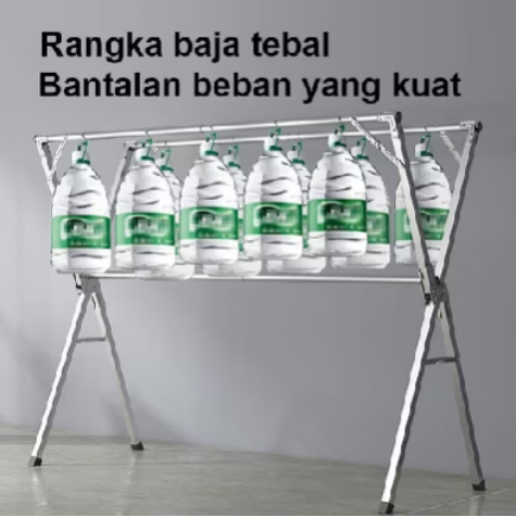 SUS-304 Jemuran Baju Lipat Stainless Steel Jemuran Pakaian Basah Tahan Karat Jemuran Pakaian Outdoor / Indoor - Gambar 3